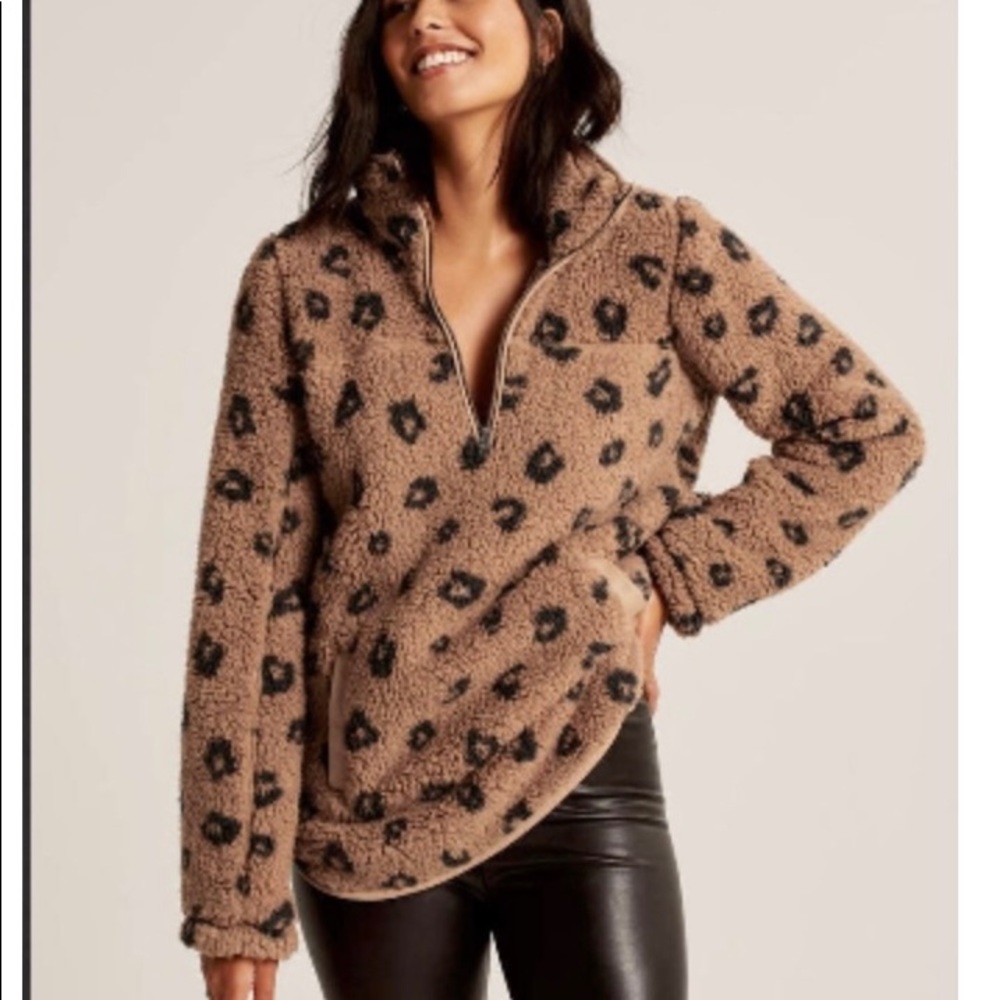 Abercrombie Leopard Sherpa Sweater